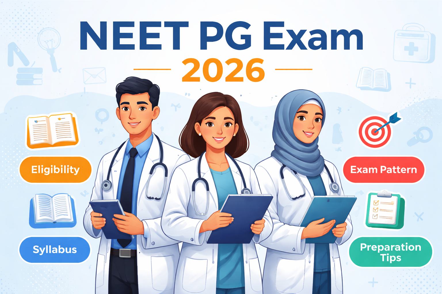 NEET PG exam 2026 preparation illustration for medical students