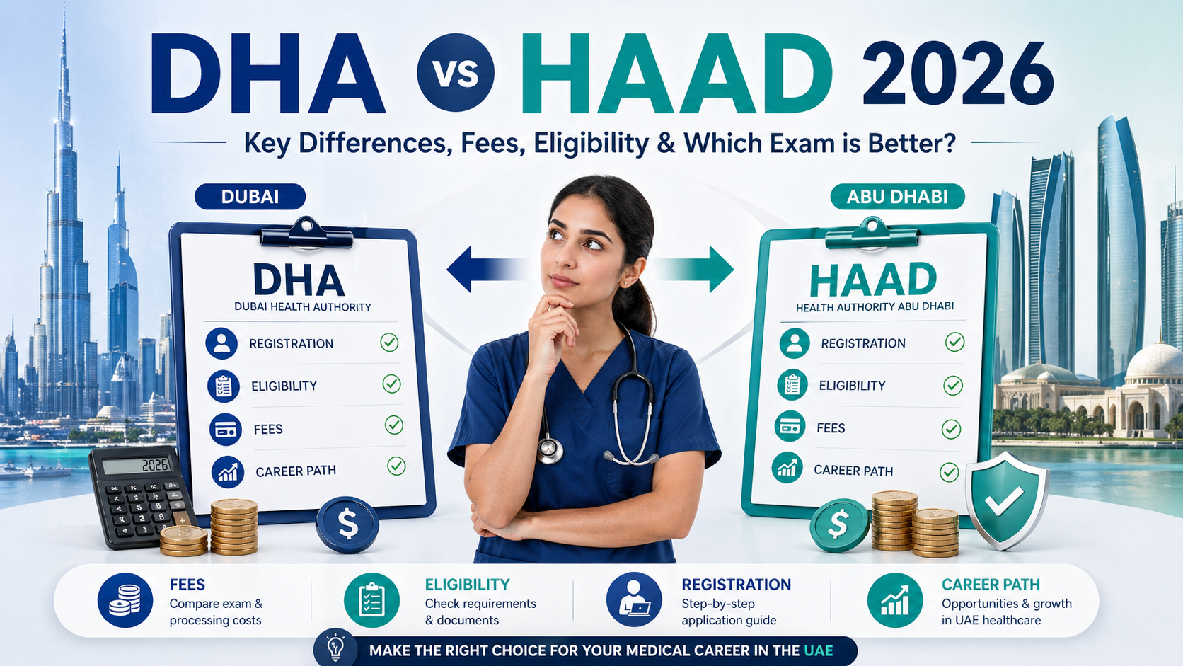 dha vs haad 2026 comparison of healthcare licensing exams in uae fees eligibility and differences
