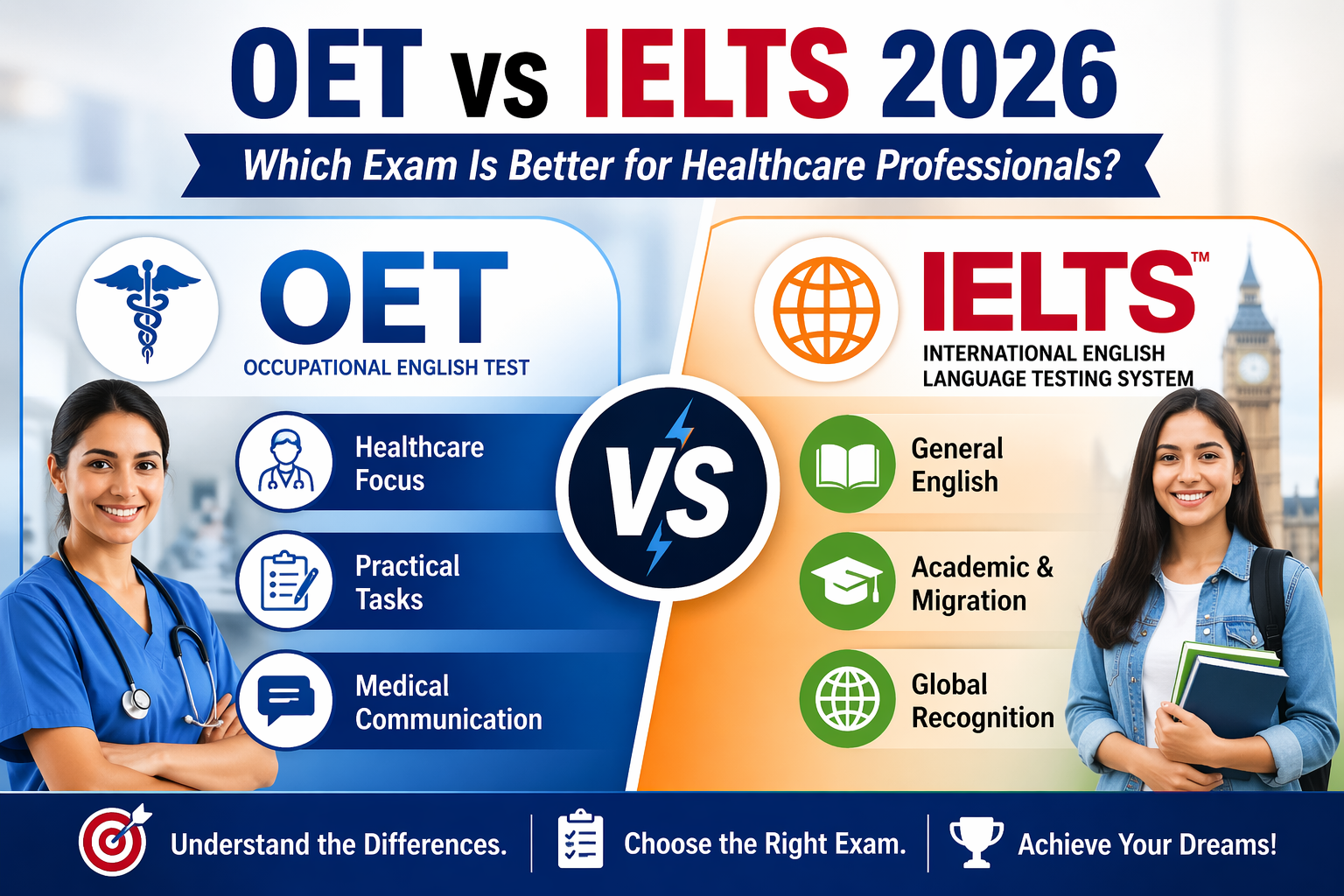 oet vs ielts 2026 comparison healthcare professionals differences exam