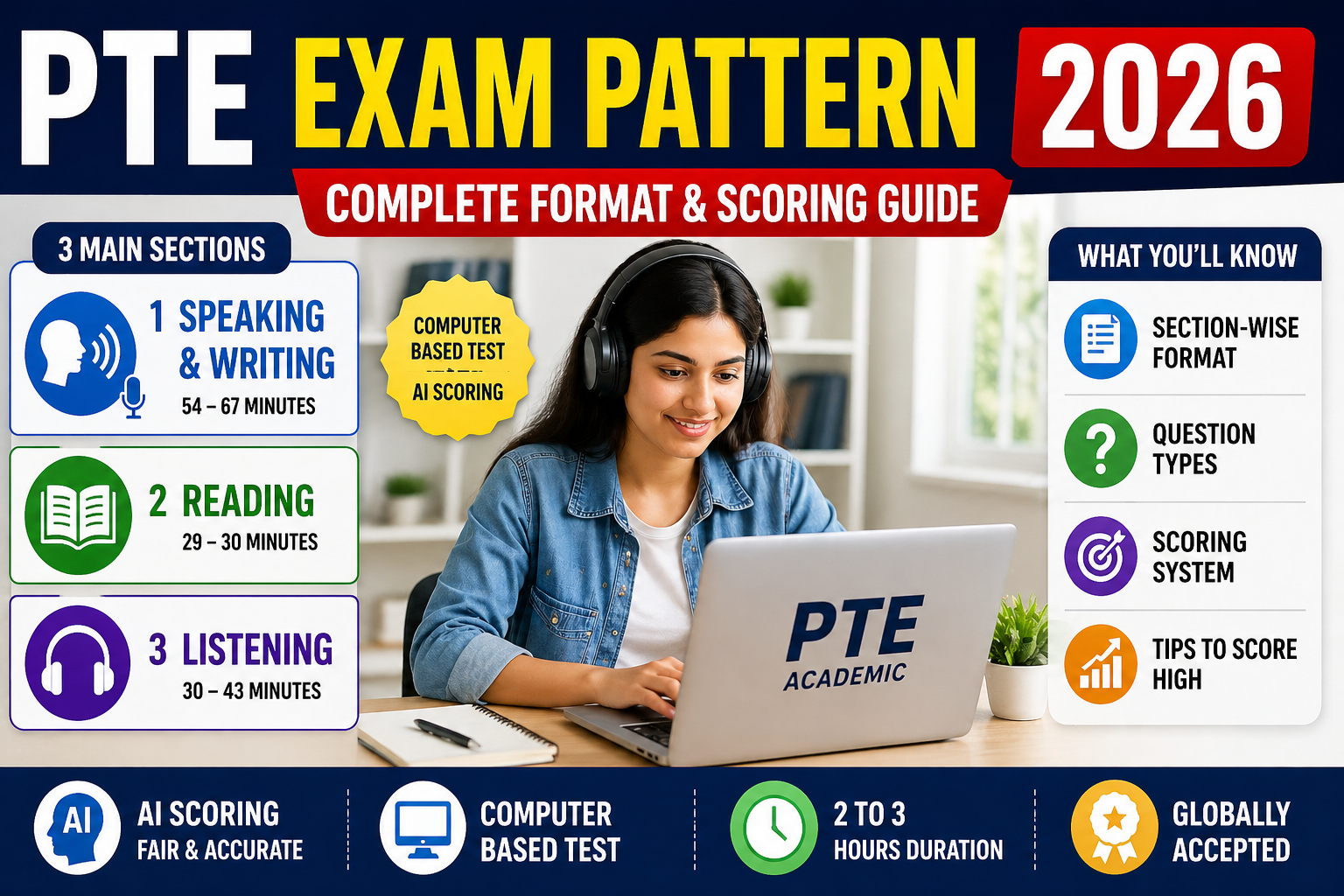 pte exam pattern 2026 section wise format scoring guide