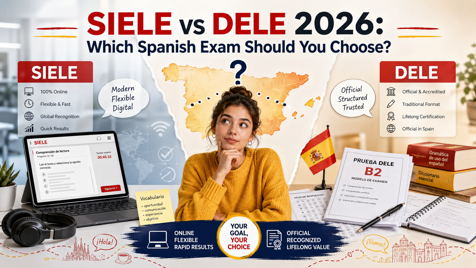 siele vs dele 2026 comparison of spanish exams format difficulty and validity